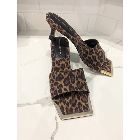 Good American Standout Square Toe Mule in Leopard Print Size: 7 NEW! - Picture 1 of 10